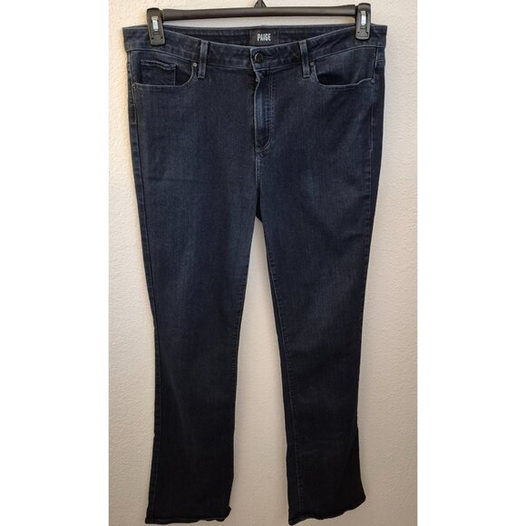 Paige Dark Wash Manhattan Hi Rise Slim Bootcut Rayon/Cotton Jeans Size 34 EUC - Picture 1 of 10
